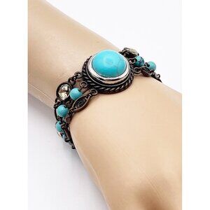 Ginger Snaps Interchangeable Snap Bracelet – Bronze Tone w/ Faux Turquoise